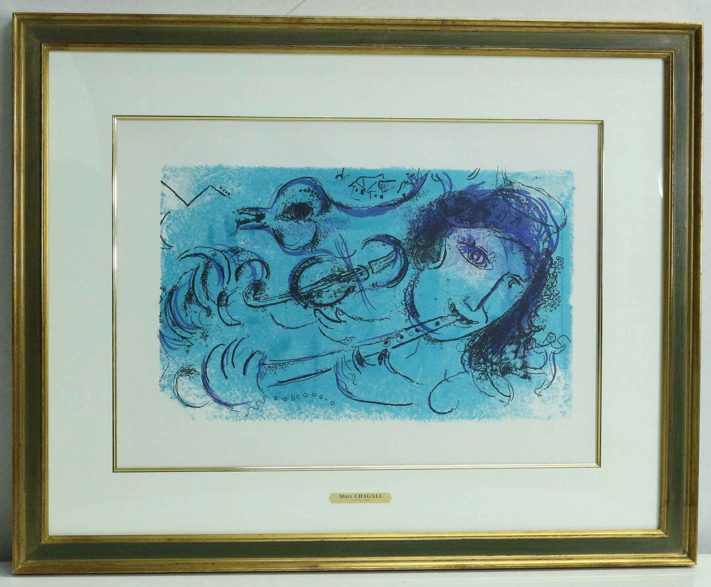 Marc Chagall "Blue flute player (estamp)"