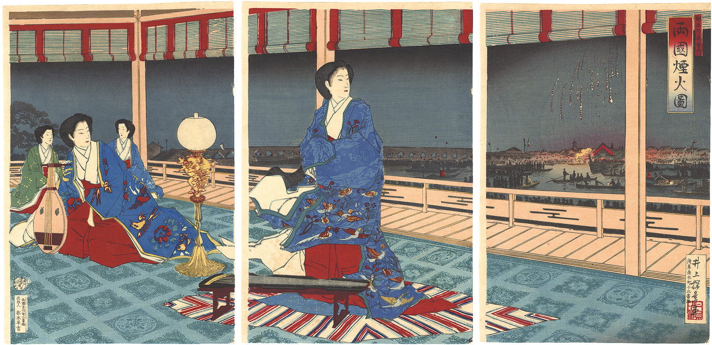 Yasuji Tankei "Fireworks at Ryogoku"