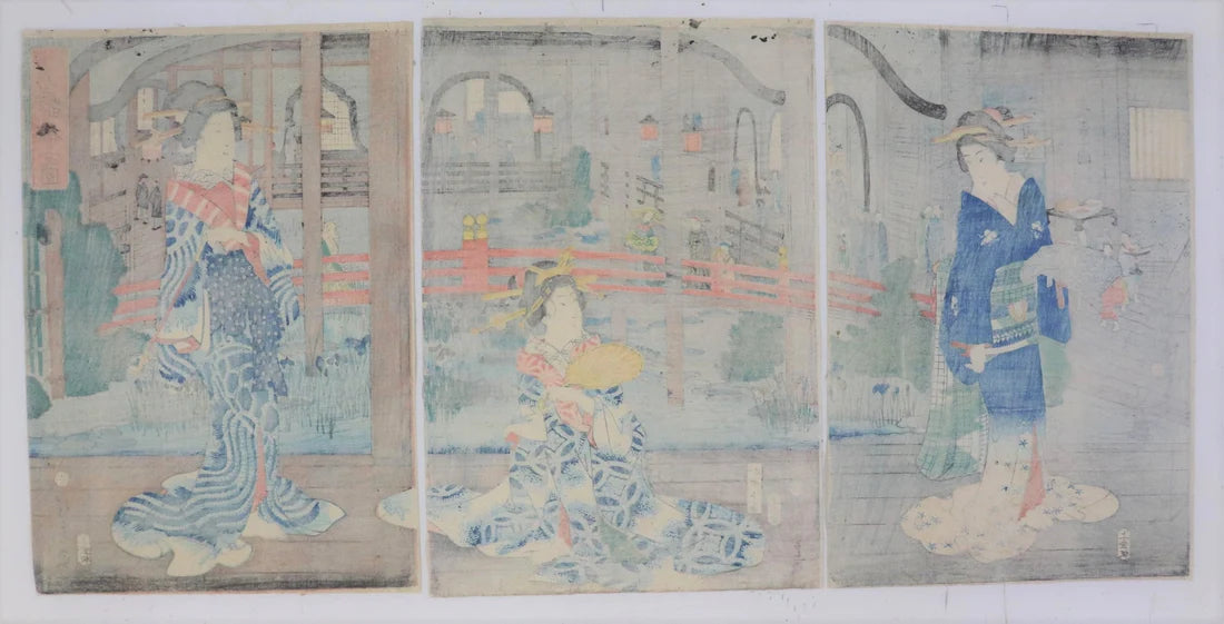 Hiroshige II "Building at Miyozaki-chô, Yokohama : The Prosperous Gankiro Tea-hous"