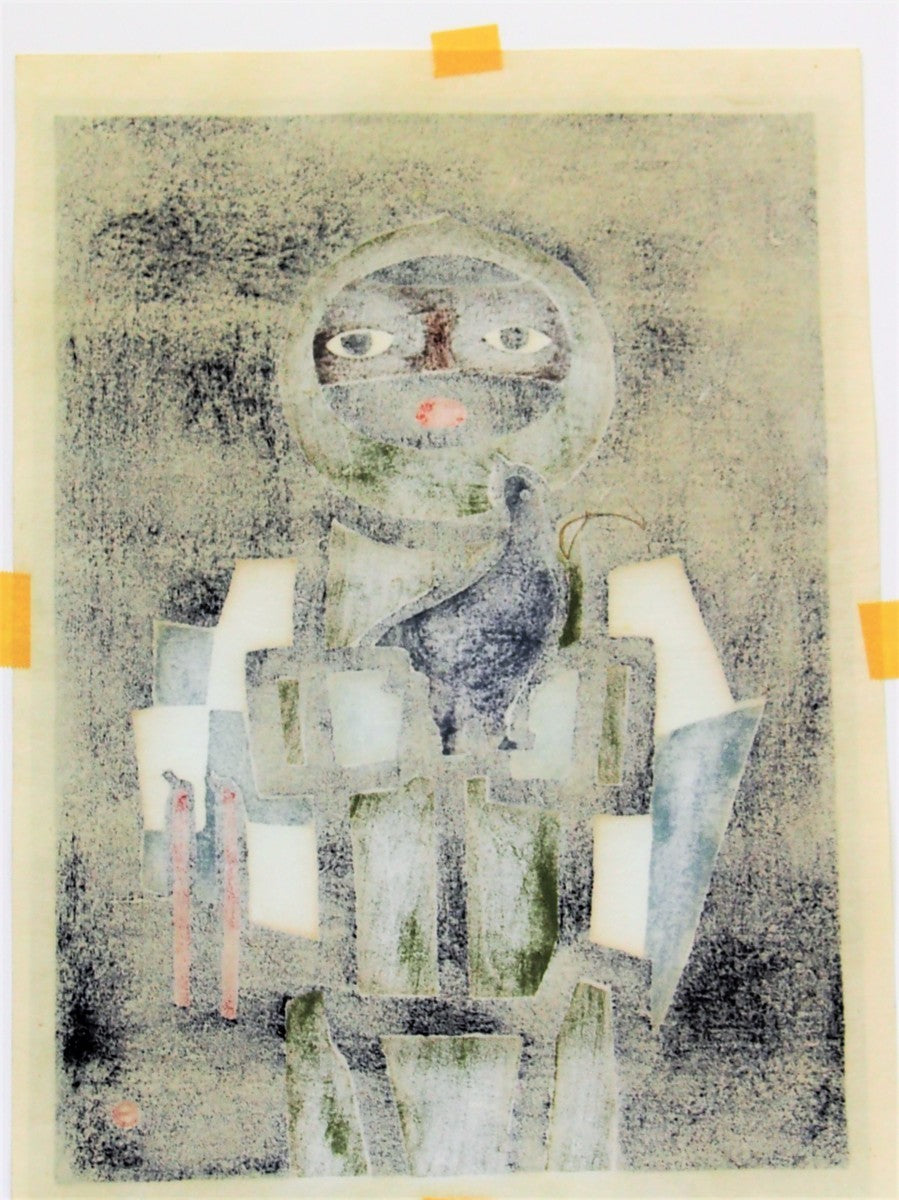 Azechi Umetaro "A mountain man holds a bird"