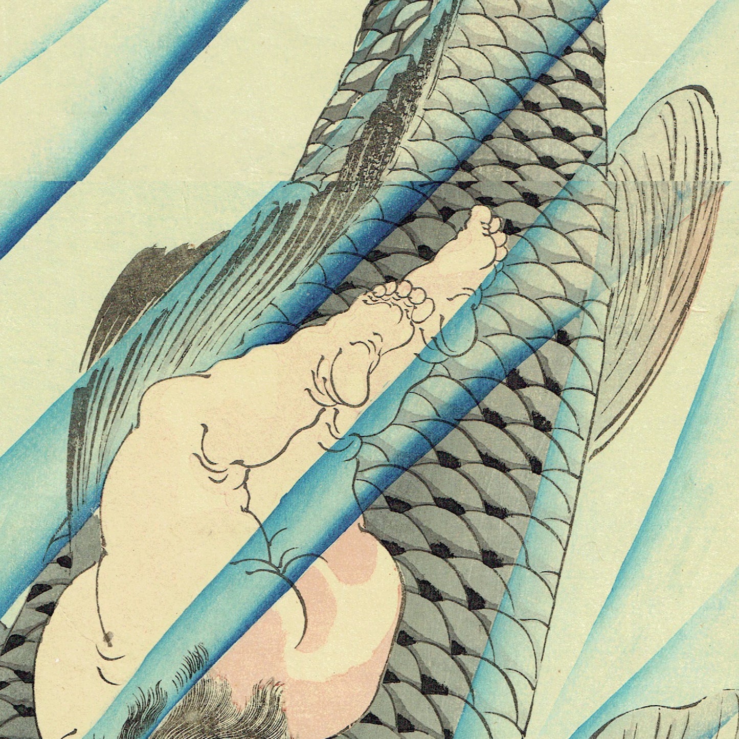 Tsukioka Yoshitoshi "Kintaro Capturing a Carp"