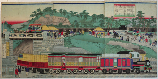 Utagawa Kuniteru "Tokyo Takanawa steam locomotive"