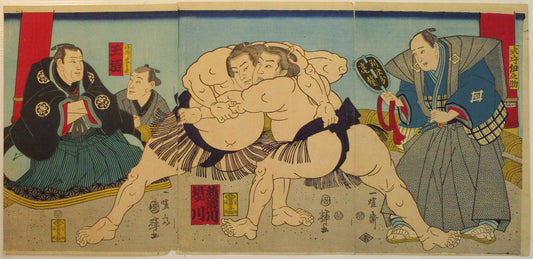 Utagawa Kuniteru "The match between Ayasegawa and Sakaigawa"