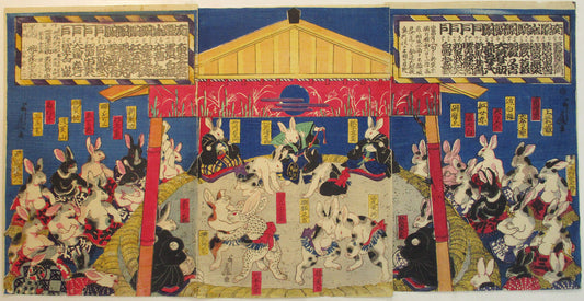 Utagawa Yoshifuji "Oozumo by Rabbits"