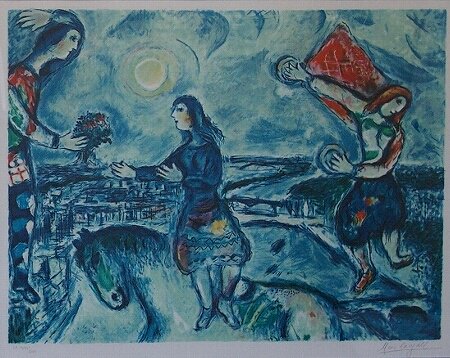 Marc Chagall "Lovers in the Paris sky"