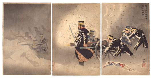Kiyochika  "Braving the Snow, Our Troops Capture the Stronghold at Weihaiwei"