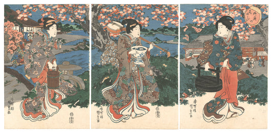 Utagawa Kunisada I "Enjoying Flowers at the Garden"