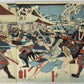 2SET TSUKIOKA YOSHITOSHI "The loyal samurai break into the mansion in the night attack" "Toyotomi Chronicles / Hyosokabe Attacks Hori's Encampment at Night"