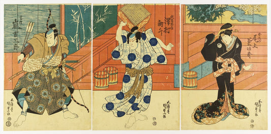 UTAGAWA KUNISADA "Tadanobu Sato, Nuru Masu Sawamura"