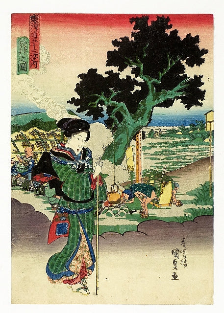Kunisada"Fukuroi no Zu, Fifty-three Stations of the Tokaido Highway (Bijin Tokaido)"