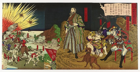 Yoshitoshi "Kagoshima Shinshinshi Nai, Saigo Hanaoka Okayama Tourist Tour, 3 pieces, cont."
