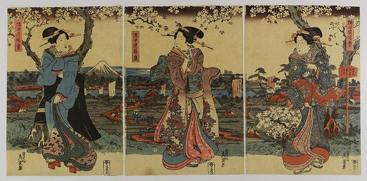 Keisai Eisen "Sumida-zutsumi cherry blossom viewing"