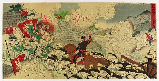 Tsujimura Bunsuke "Illustration of the Occupation of Pyongyang by Our Soldiers, 3rd series (Sino-Japanese War)"