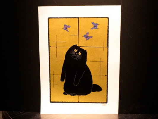 Nishida Tadashige "Cat And Butterfles (B) 2"