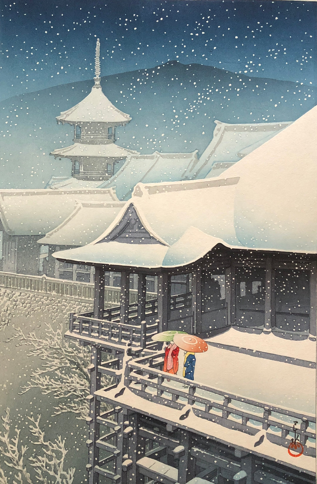 KAWASE HASUI "Spring Snowfall Kiyomizu"