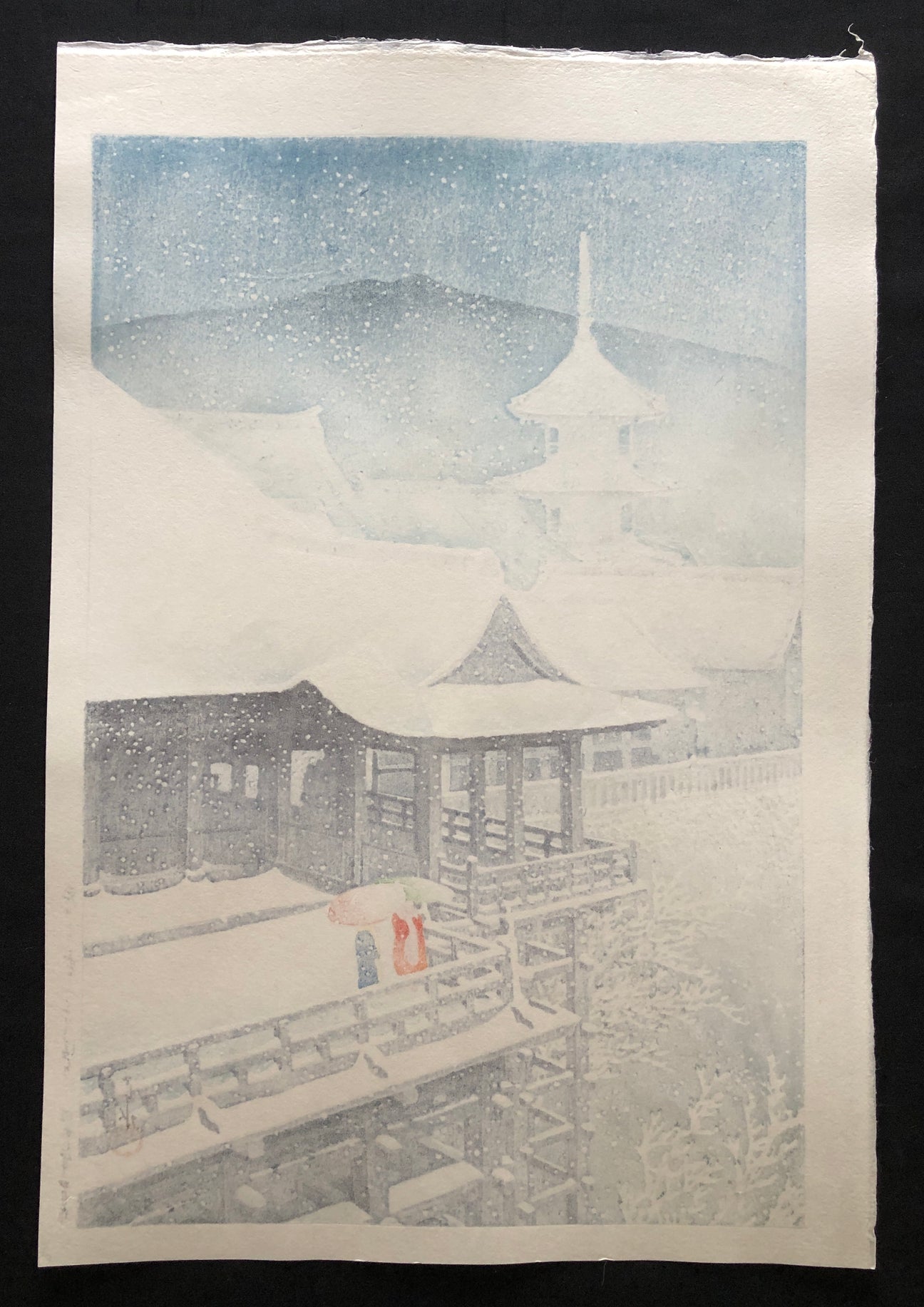 KAWASE HASUI "Spring Snowfall Kiyomizu"