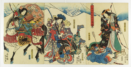 UTAGAWA KUNISADA "First Battle of Ichinotani Battle, Atsumori's first battle"