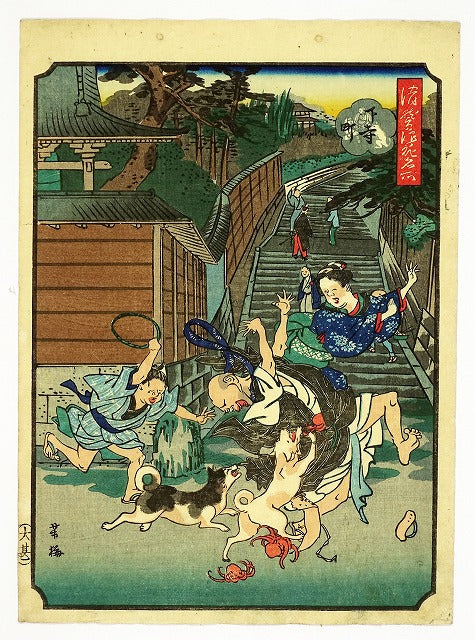 Utagawa Yoshiume "Kikkomanoka Meisho Shimoteramachi"