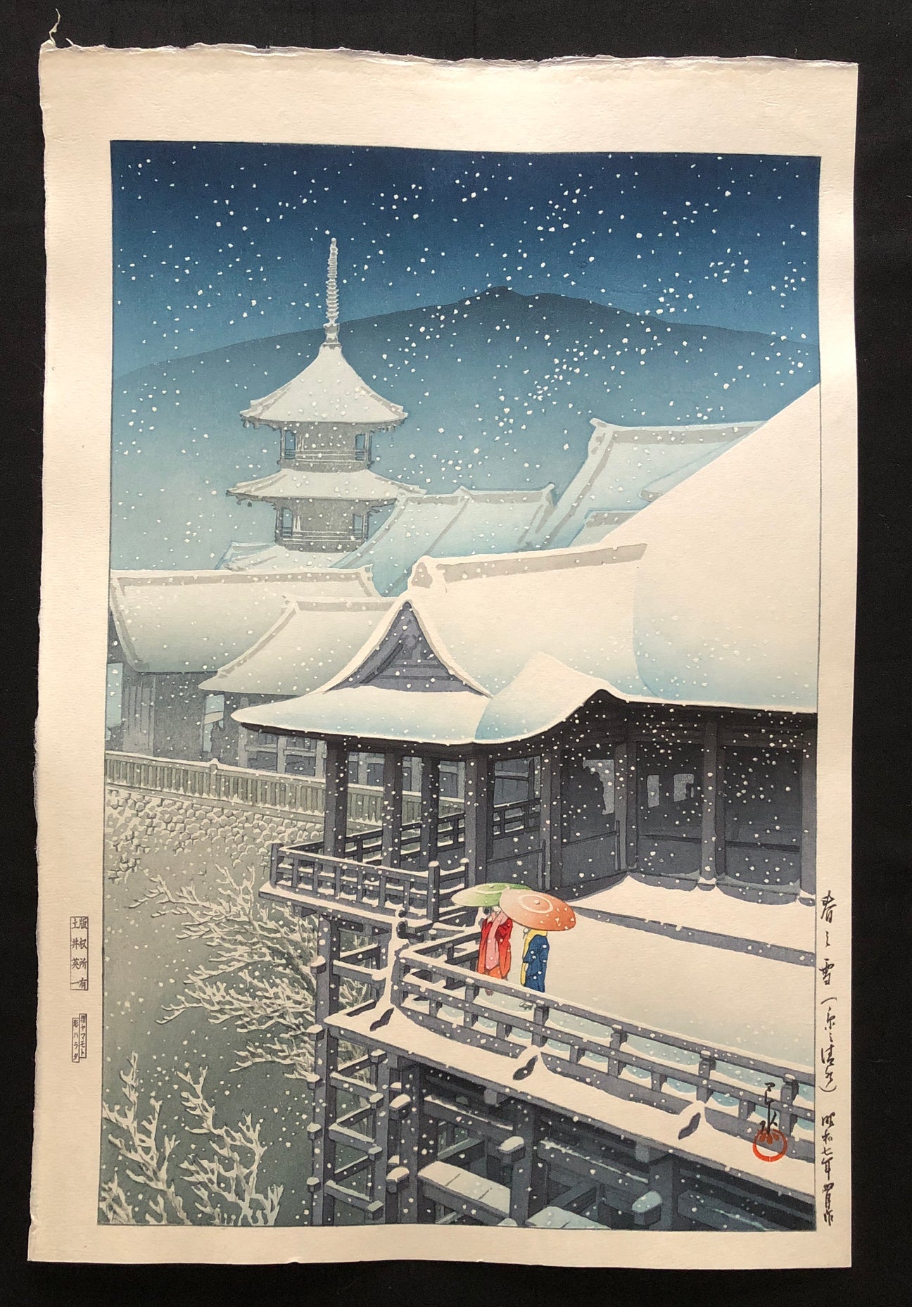 KAWASE HASUI "Spring Snowfall Kiyomizu"