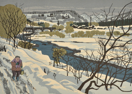 Kitaika Fumio "Snowy road along the river"