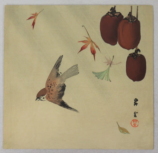 Shoun "Sparrow and Kaki (Japanese Persimmon)"