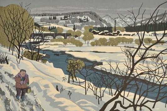 Kitaoka Fumio "Snowy Road Along the River"