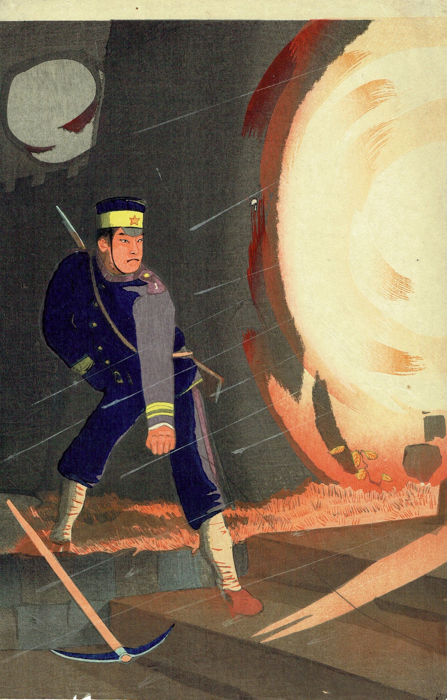 Kobayashi Kiyochika "The Fall of Yeonganmun Gate in Jinju Castle"