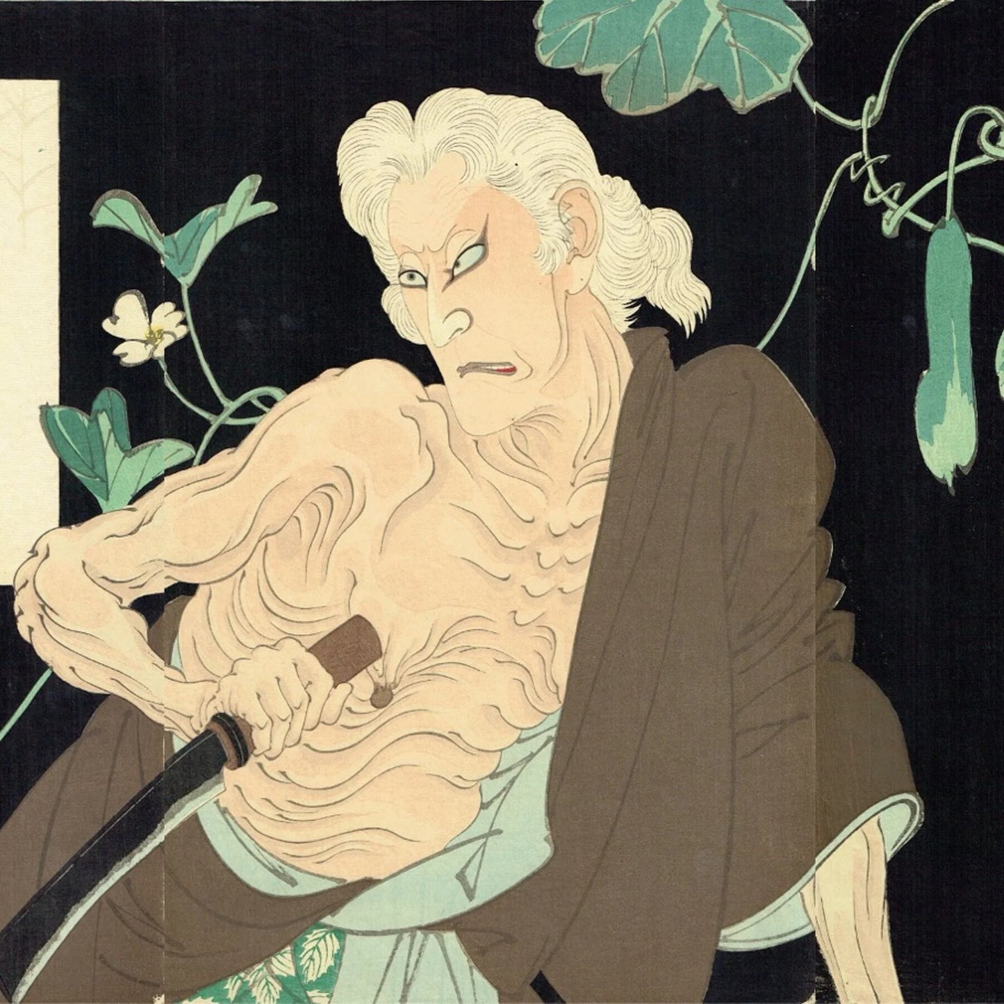 Tsukioka Yoshitohshi "Onoe Kikugoro V Old woman of one family"