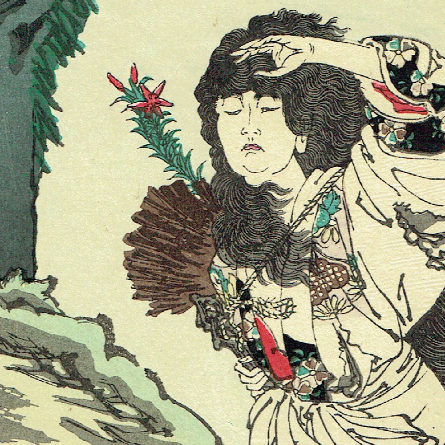 Tsukioka Yoshitoshi "Kintaro Capturing a Carp"