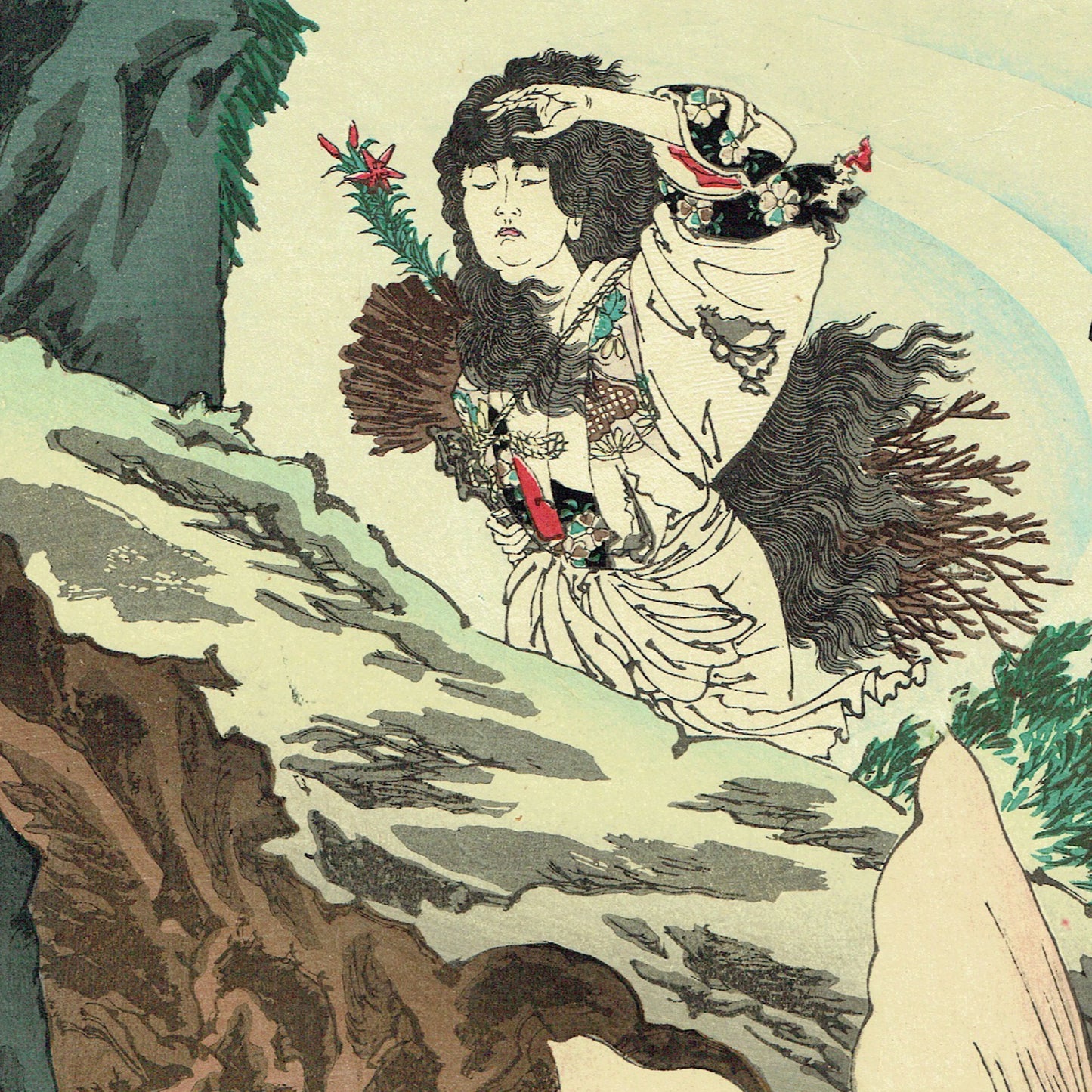 Tsukioka Yoshitoshi "Kintaro Capturing a Carp"