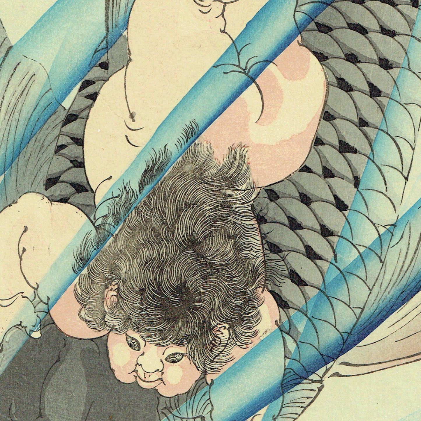 Tsukioka Yoshitoshi "Kintaro Capturing a Carp"