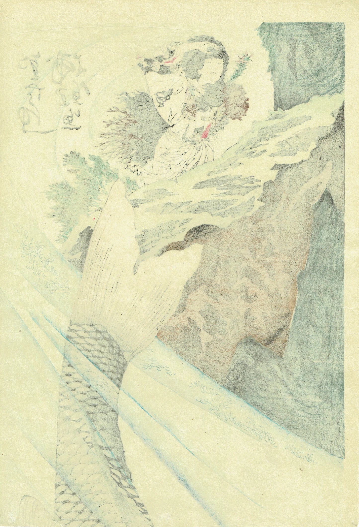 Tsukioka Yoshitoshi "Kintaro Capturing a Carp"