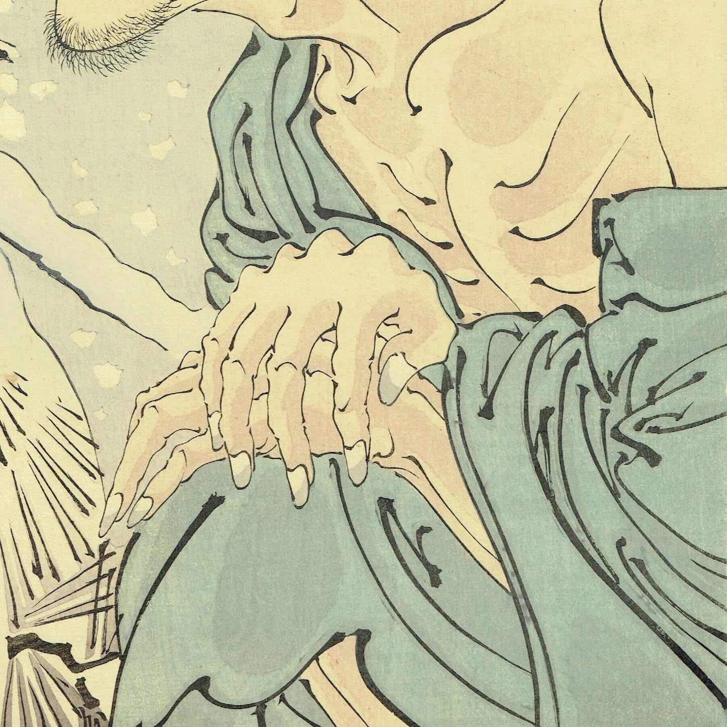 Tsukioka Yoshitohshi "Sogen of Iwakura in the snow, moon and flowers Umeyuki Onoe"