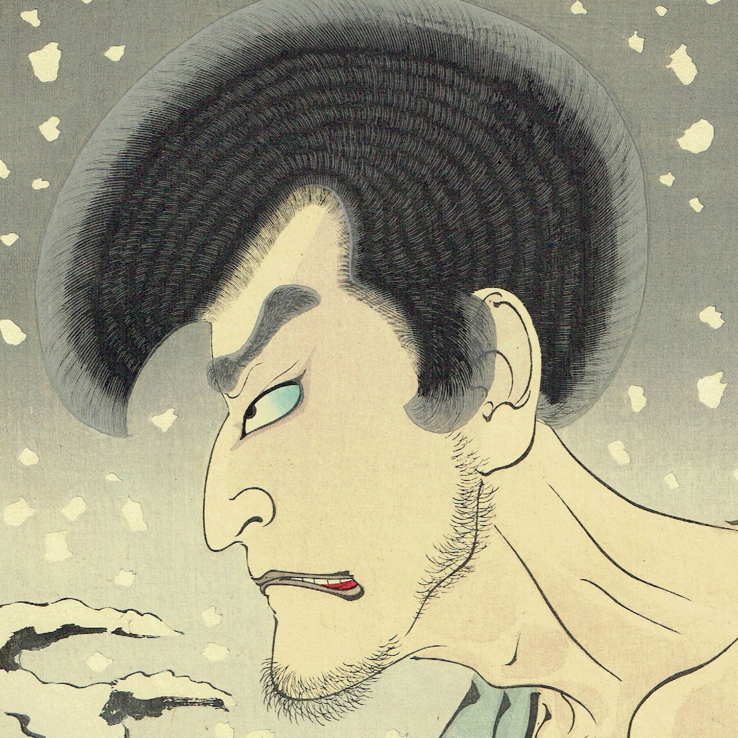 Tsukioka Yoshitohshi "Sogen of Iwakura in the snow, moon and flowers Umeyuki Onoe"