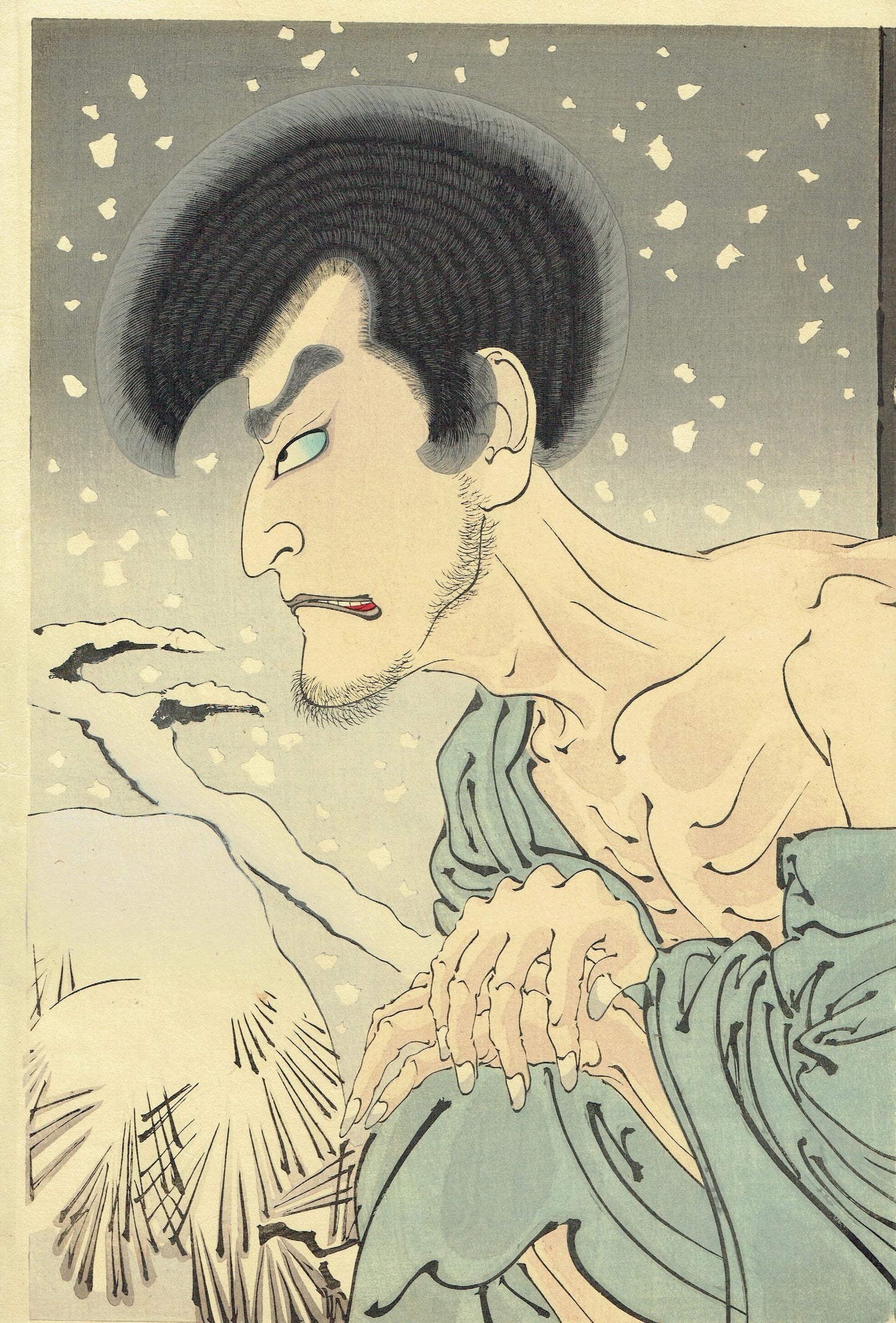 Tsukioka Yoshitohshi "Sogen of Iwakura in the snow, moon and flowers Umeyuki Onoe"