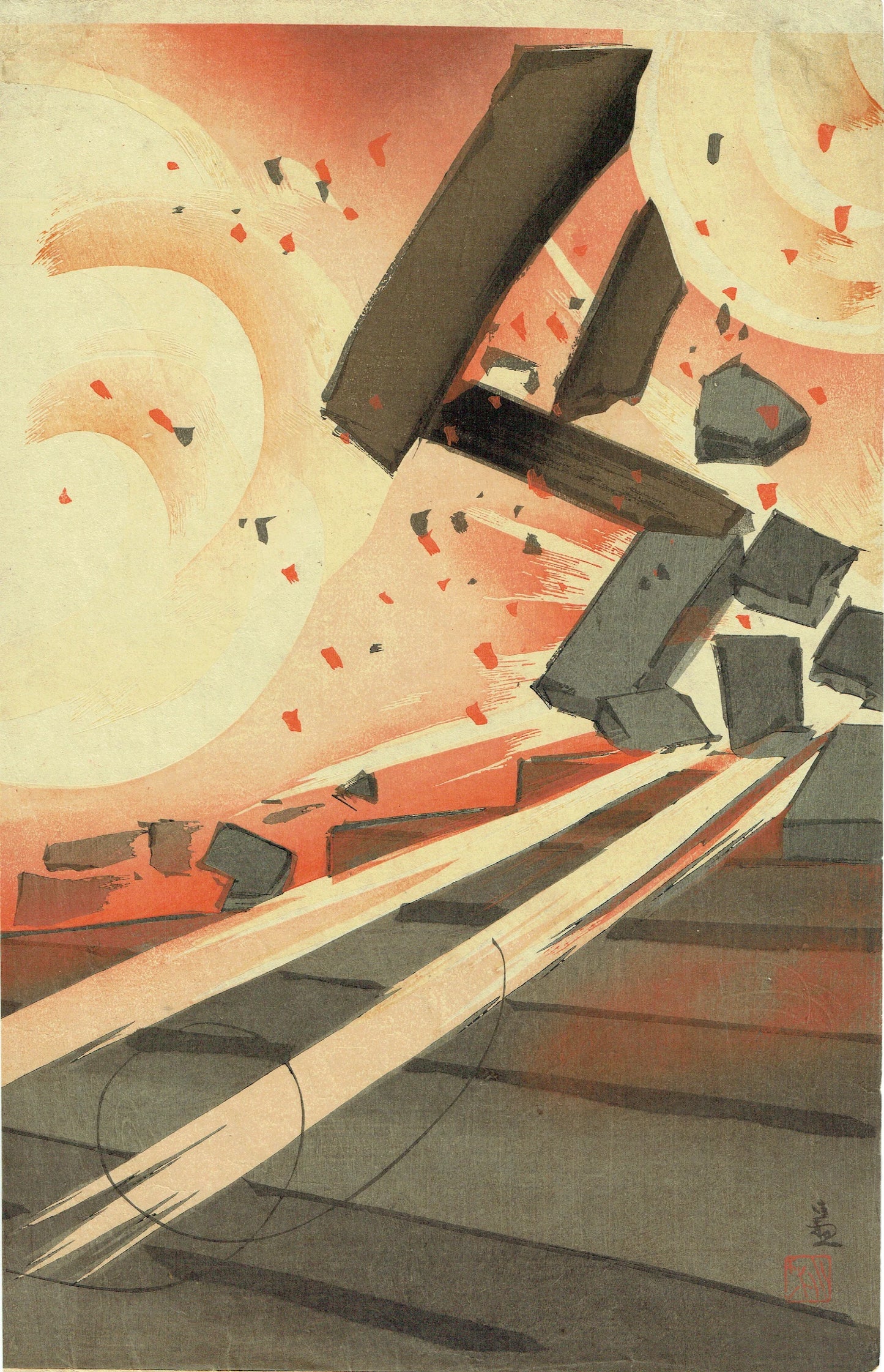 Kobayashi Kiyochika "The Fall of Yeonganmun Gate in Jinju Castle"