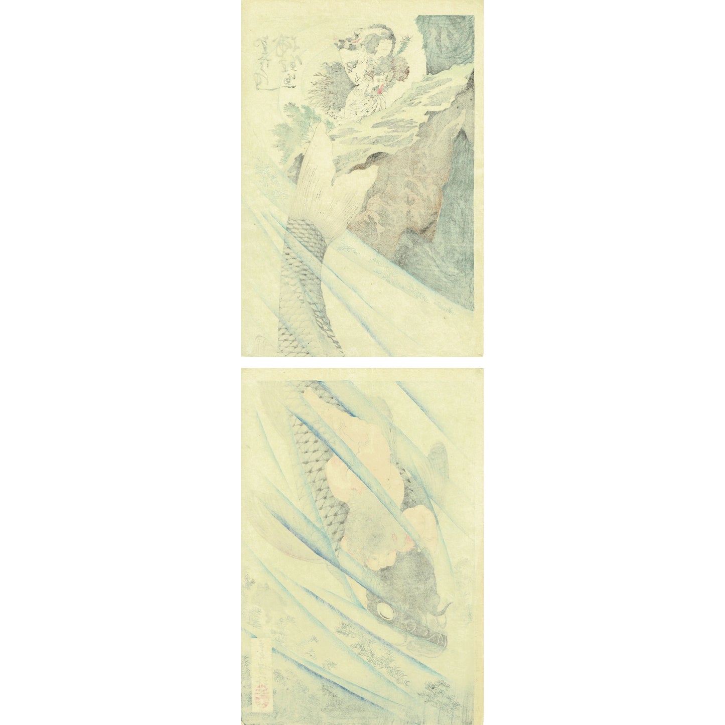 Tsukioka Yoshitoshi "Kintaro Capturing a Carp"