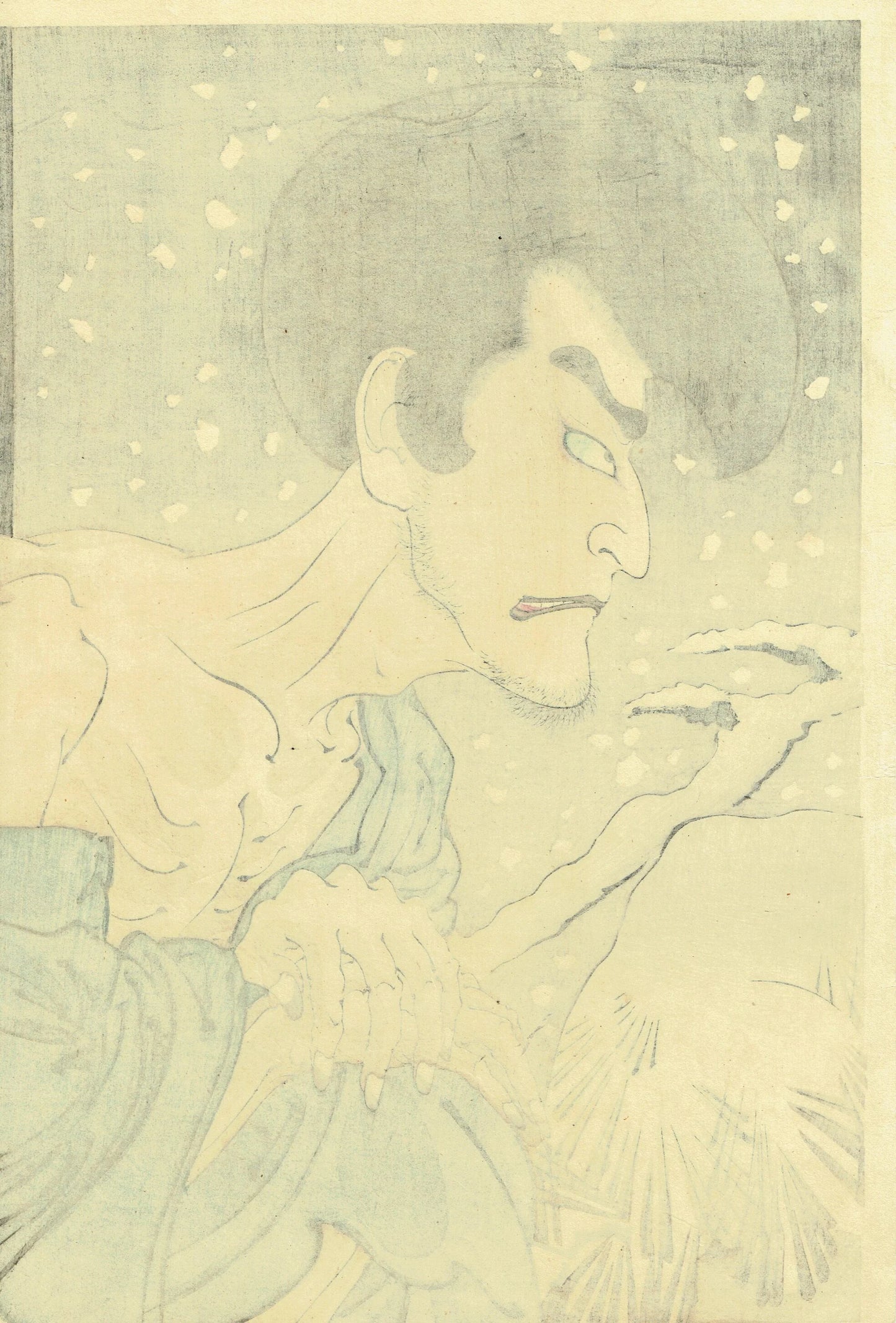 Tsukioka Yoshitohshi "Sogen of Iwakura in the snow, moon and flowers Umeyuki Onoe"